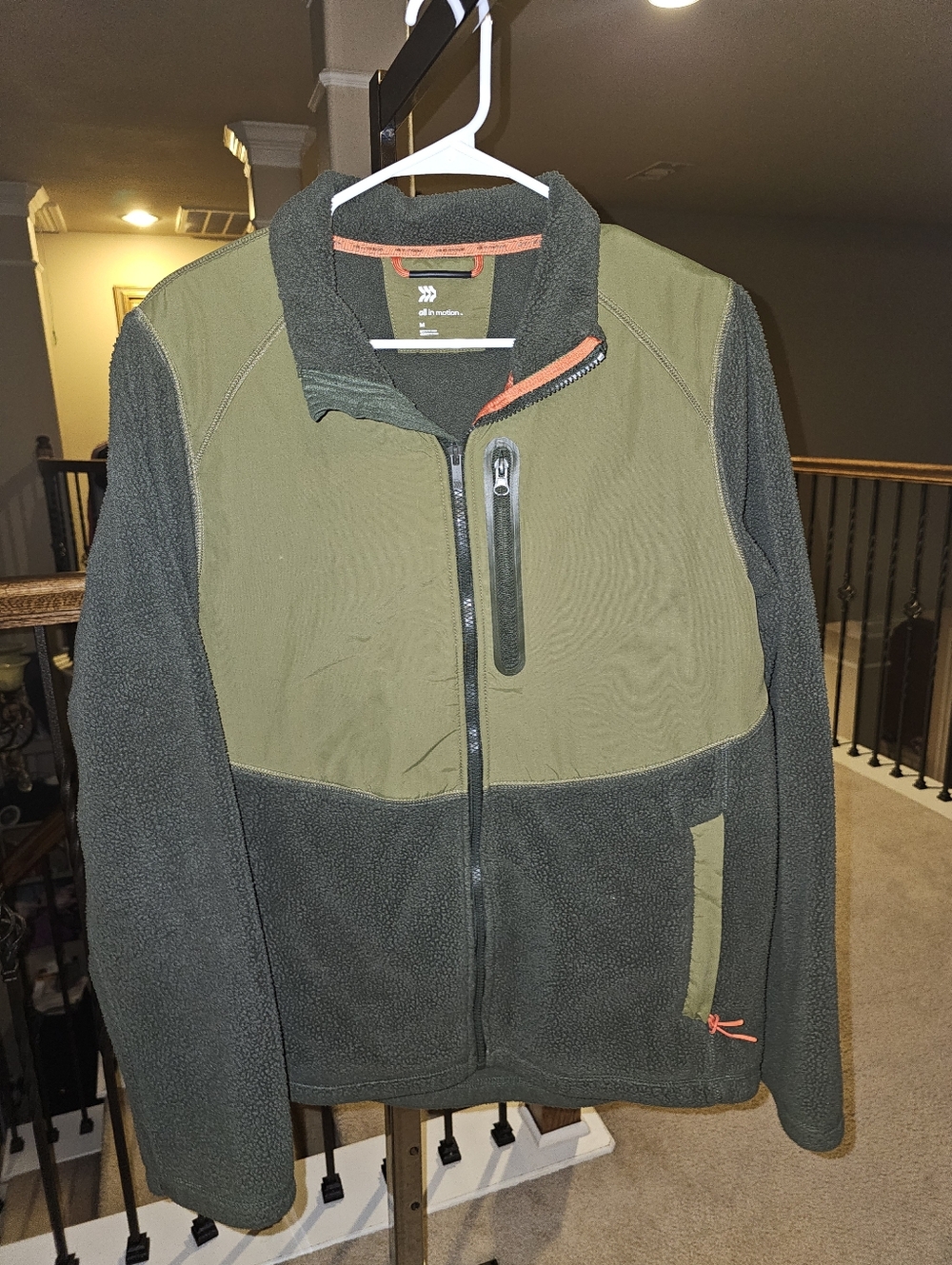 All In Motion Men's Olive & Dark Green Fleece Jacket